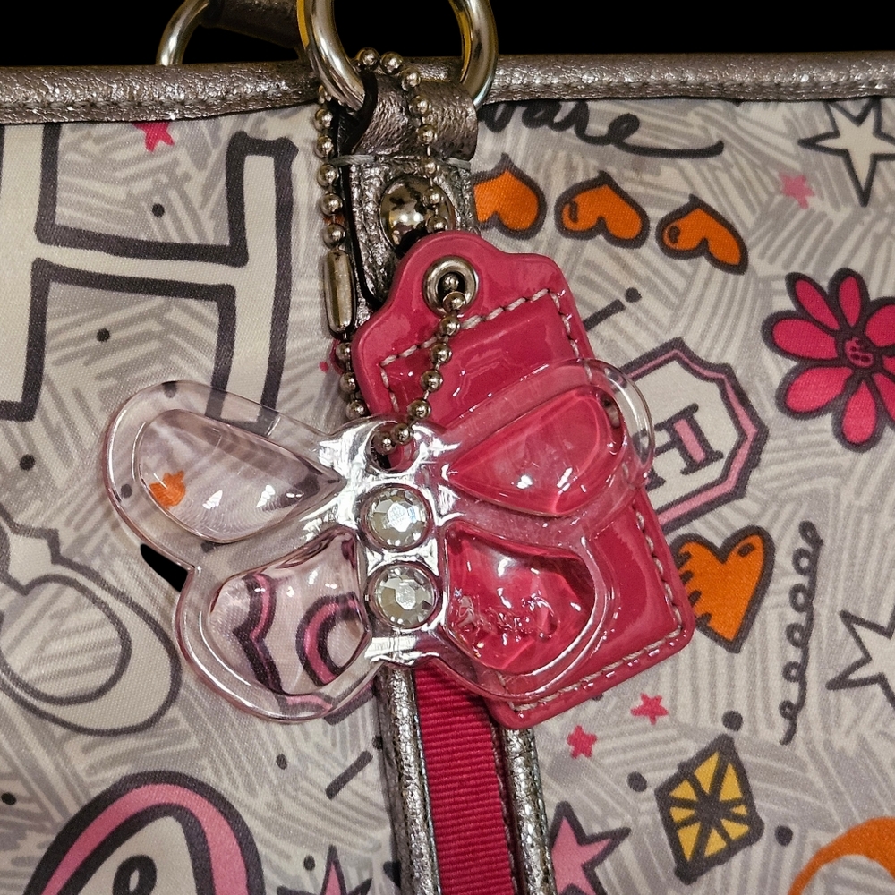 🦋🩷🌻Coach Y2K Poppy GRAFFITI Pink Orange Yellow Gray Tote Bag EPC🌻🩷🦋 - Picture 2 of 12